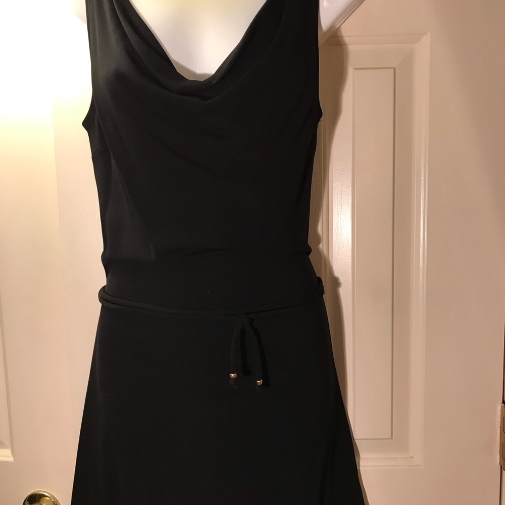 Bebe XS Sexy mini black dress drape neck